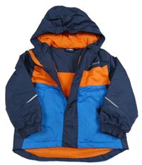 Tmaovmodro-modro-oranžová šusťáková lyžařská bunda s kapucí Lupilu