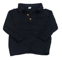 Tmavomodrý vzorovaný lehký svetr s límečkem M&S