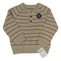Nové - světlehnědý pruhovaný lehký svetr Mothercare