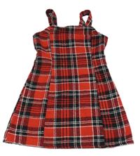 Červeno-černé kostkované úpletové šaty H&M