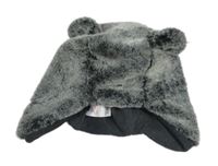 Šedo-černá kožešinová podšitá čepice zn. Tu