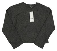 Nové - Tmavošedý lehký crop svetr s kamínky F&F