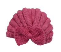 Růžová pletená turbanová čepice s malší 