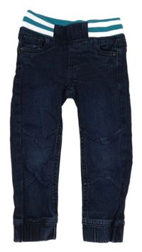 Tmavomodré skinny rifle s úpletovým pasem Impidimpi