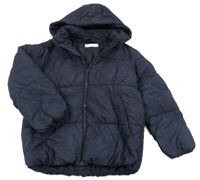 Tmavomodrá šusťáková zimní bunda s kapucí H&M