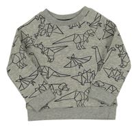 Šedo-černá vzorovaná mikina s dinosaury Primark