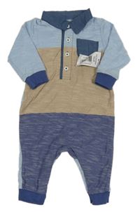 Nové - Tmavomodro-béžový overal s límečkem Matalan