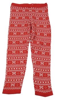 Červeno-bílé vzorované pletené legíny Lupilu