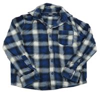 Tmavomodro-bílo-černá kostkovaná košile Next