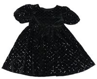 Černé sametové flitrové šaty Dunnes Stores