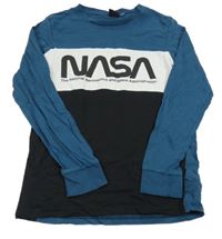 Černo-modré triko s nápisem - Nasa