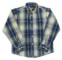 Tmavomodro-zeleno-smetanová kostkovaná košile 