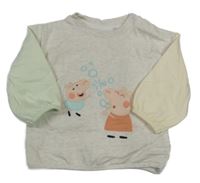 Světlebéžová melírovaná mikina s Peppou a Tomíkem 