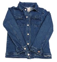 Tmavomodrá riflová bunda s nápisem 