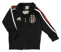 Černá sportovní funkční propínací mikina s pruhy a logem - Adidas 