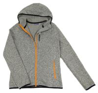 Šedá melírovaná pletená propínací thermo mikina s kapucí Pepperts