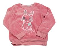 Růžová plyšová mikina s králíkem kids