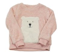 Světlerůžová chlupatá mikina s medvědem Dopodopo
