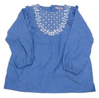 Modrá tunika s bílou výšivkou 