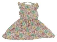 Bílo-barevné květované šaty 