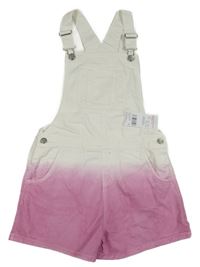 Nové - bílo-růžové laclové riflové kraťasy F&F