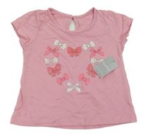 Nové - růžové tričko s mašlemi Matalan