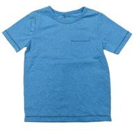 Azurové melírované tričko s kapsou Tu