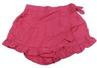Růžové sukňové kraťasy s volánky Primark