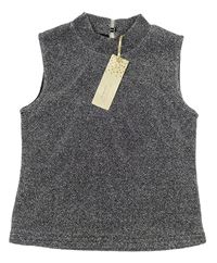 Černo-stříbrný třpytivý crop top zn. Primark