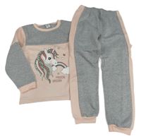 2set - Šedo-růžová mikina s jednorožcem + tepláky Kiki&Koko