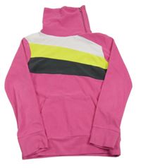 Růžovo-bílo-limetkovo-šedá fleecová mikina Y.F.K.