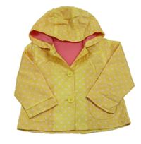 Žlutá puntíkatá šusťáková jarní bunda s kapucí Mothercare