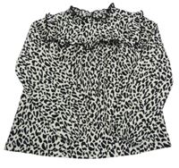 Bílo-černá halenka s leopardím vzorem a volánkem Next