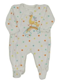 Bílo-barevný puntíkatý sametový overal s kachnami Dunnes Stores 