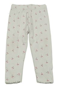 Bílé žebrované legíny s třešněmi George