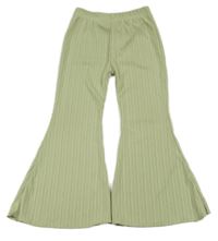 Světlezelené žebrované flare legíny 