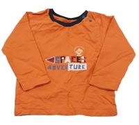 Oranžové triko s nápisem a myškou 