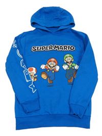 Modrá mikina s Mariem a kapucí 