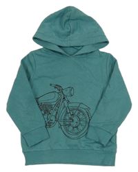 Zelenomodrá mikina s motorkou a kapucí C&A
