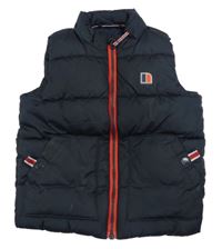 Tmavomodrá šusťáková zateplená vesta s nášivkou Next