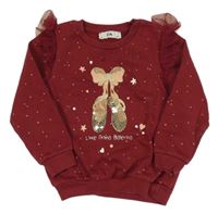 Vínovo-zlatá puntíkatá mikina s botami C&A