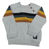 Šedo-černo-barevný svetr s pruhy F&F