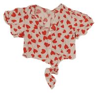 Světlerůžová crop halenka se srdíčky Next