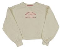 Smetanová crop mikina s nápisy Studio