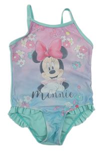 Tyrkysovo-růžové jednodílné plavky s Minnie Disney