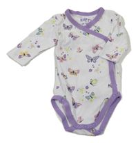 Bílo-lila zavinovací body s motýlky Tchibo