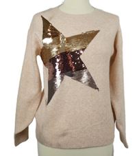 Dámský světlerůžový svetr s hvězdou z flitrů F&F