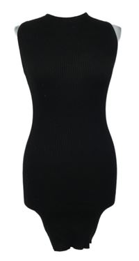 Nové - Dámské černé žebrované pletené šaty PrettyLittle Thing