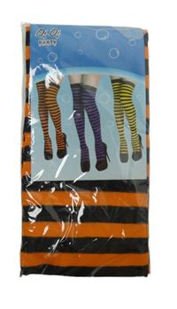 Nové - Dámské černo-oranžové pruhované punčochy