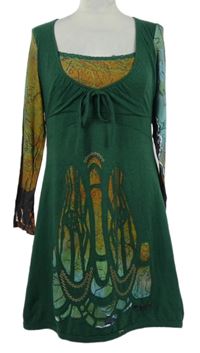 Dámská zeleno-béžové vzorované úpletové šaty Soggo 